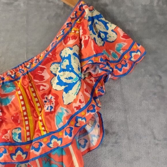 Flying Tomato Women’s Off Shoulder Dress S Multicolor Boho Ruffle Festival Rayon - Picture 5 of 9